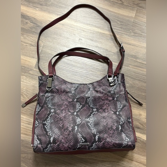 Vince Camuto Burgundy Snake Print Shoulder Bag - Picture 1 of 12